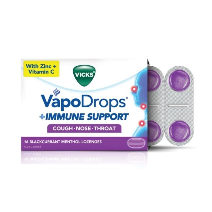 

Permen Vicks VapoDrops + Immune Support Isi 16 Lozenges