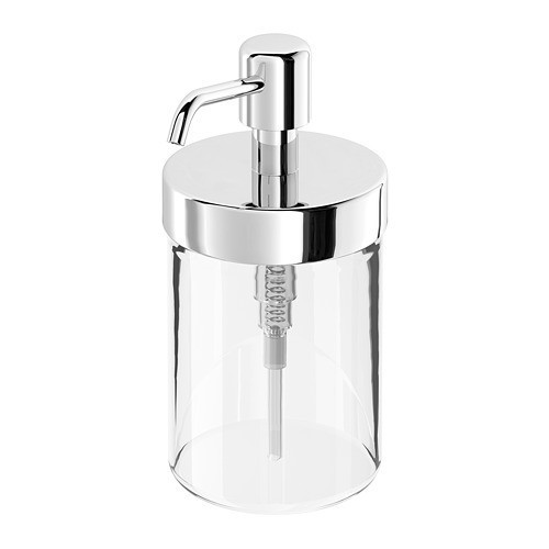GLASS STAINLESS STEEL CHROME PUMP BOTTLE SOAP DISPENSER