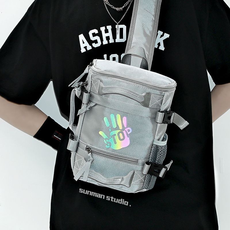 Pria2024Tas Selempang Fungsional, Tas Dada Pakaian Kerja Tas Bahu Ransel Kecil