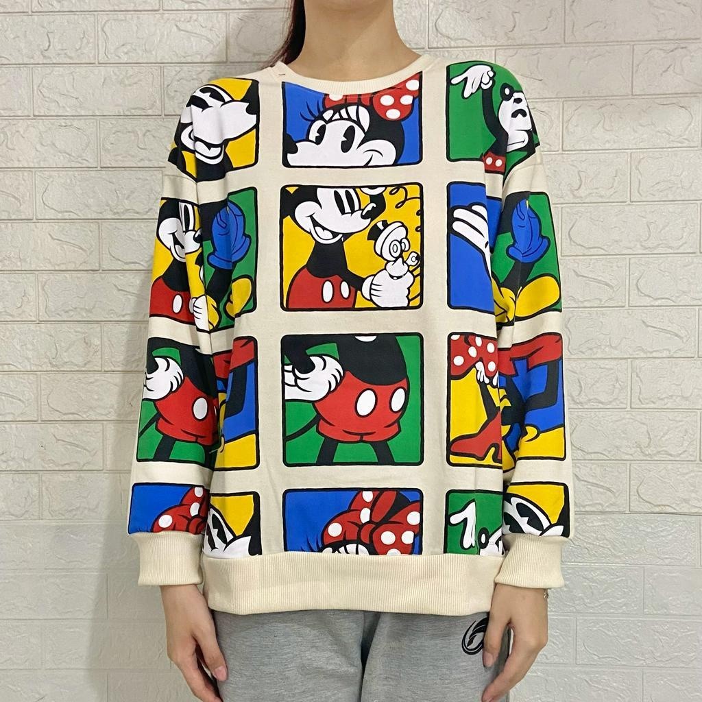 [COLD COLLECTIONS] Sweater Crewneck Oversized Mickey Mouse Komik Atasan Wanita