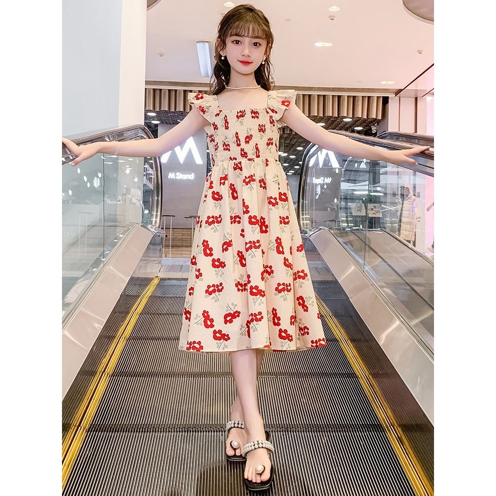 Anak Perempuan2024Gaun Musim Panas Anak Perempuan, Setelan Baju Anak Perempuan Kecil Gaya Barat dan 