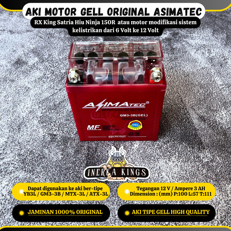Aki Accu Motor Rx King Ninja R 150 Azimatec GM3-3B Gel Technology