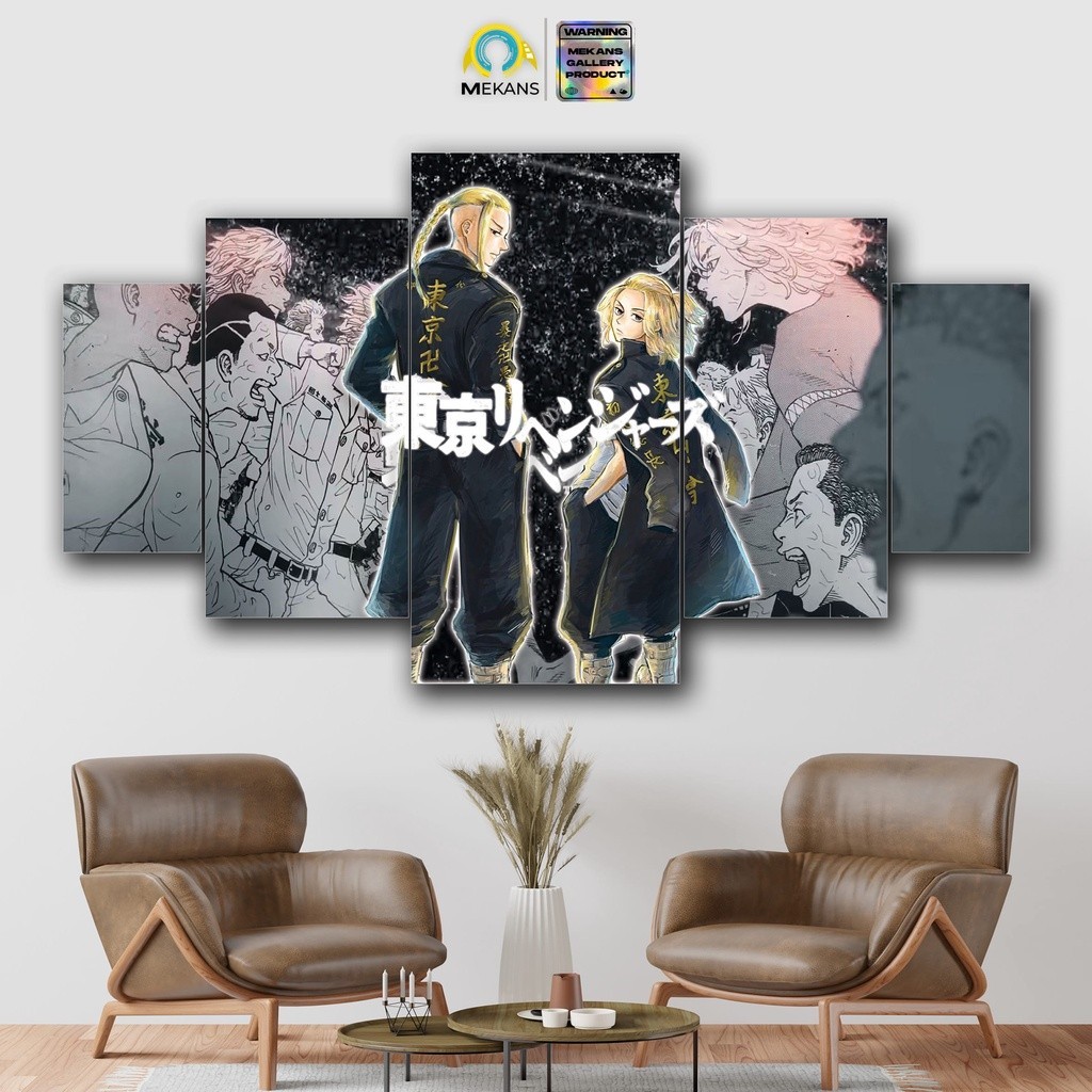 Promo Mekans 1 Set Pajangan Hiasan Dinding Tokyo Revengers Mikey &amp; Draken 5Pcs Poster Kayu Wall