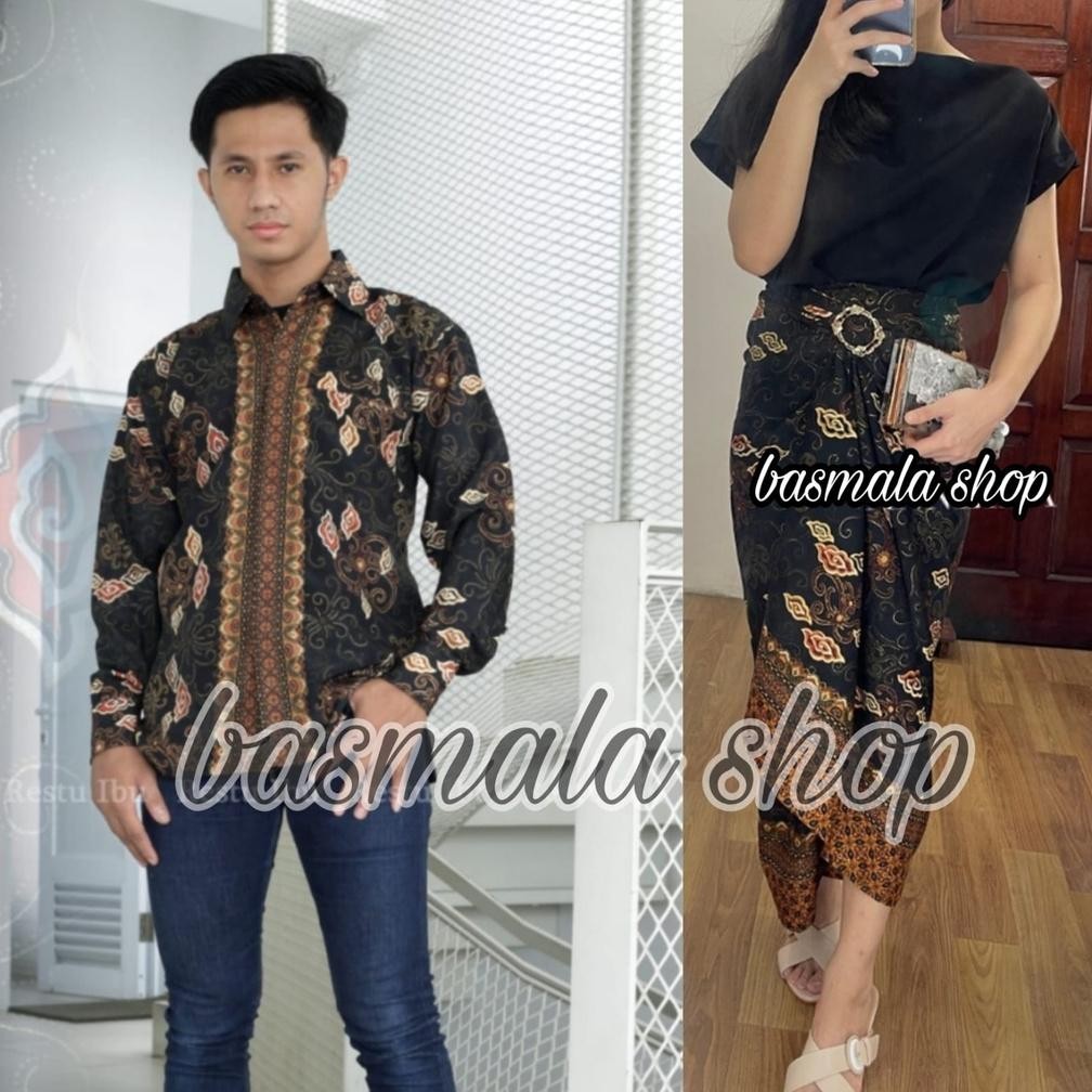 Batik Couple Terbaru Couple Rok Lilit Dan Kemeja Pendek Dan Panjang Keluarga Rumah Kebaya Kekinian M