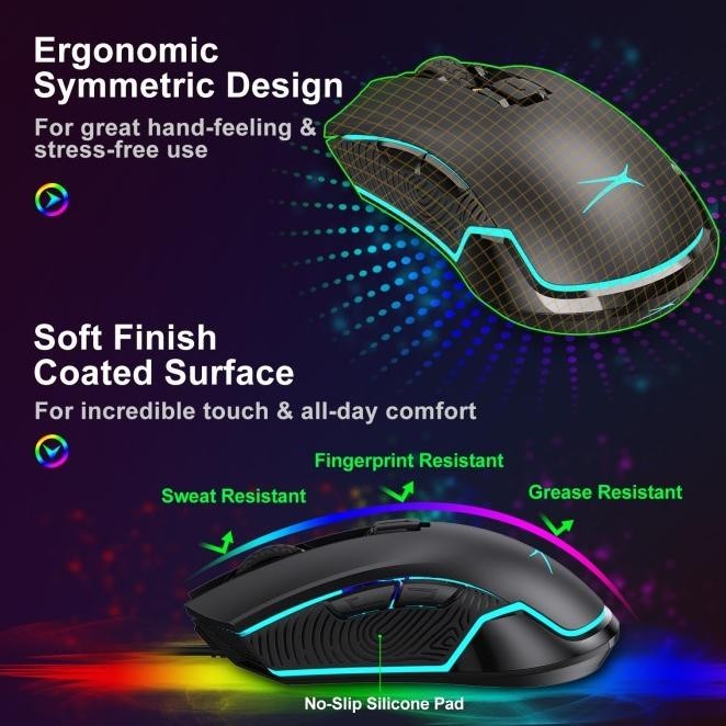 Mouse Gaming Altec ALGM-9002 - 4800DPI Wireless/Wired Mouse RGB Macro - stelladustore