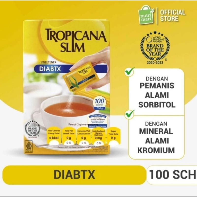 

Tropicana Slim Sweetener DIABTX Gula Non Kalori 50sch 100sch
