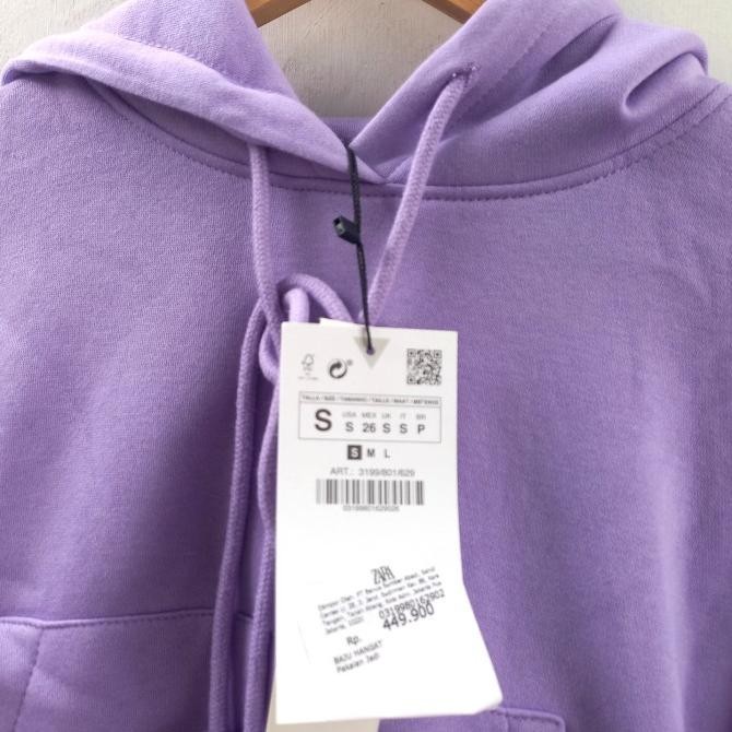 Crop Hoodie Zara Woman Purple Ungu Baru Asli Original B77S