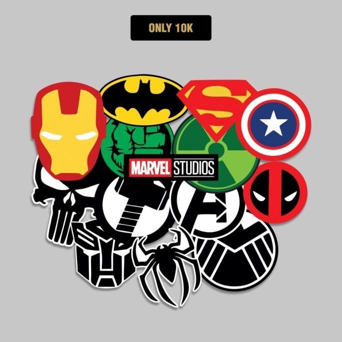 14pcs STIKER MARVEL LOGO LAPTOP AKSESORIS HP ANTI AIR MOTIFHELM