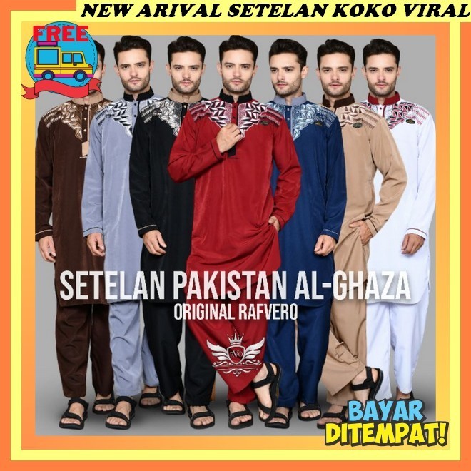 Baju Koko Kurta Lebaran Terbaru 2024 Dewasa Santri Polos Kekinian Satuset Pakaian Muslim Kurta Cowok