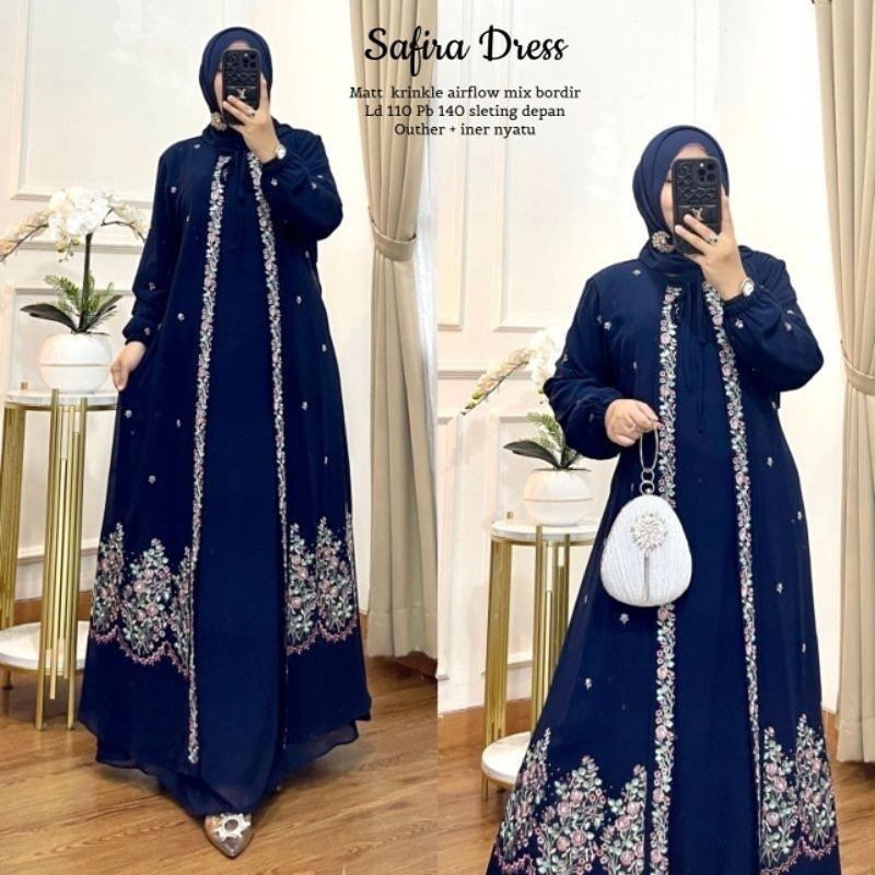 GQX SAFIRA DRESS GAMIS CRINKLE AIRFLOW PREMIUM DRESS WANITA TERBARU 2023 GAMIS WANITA BAHAN CRINGKLE