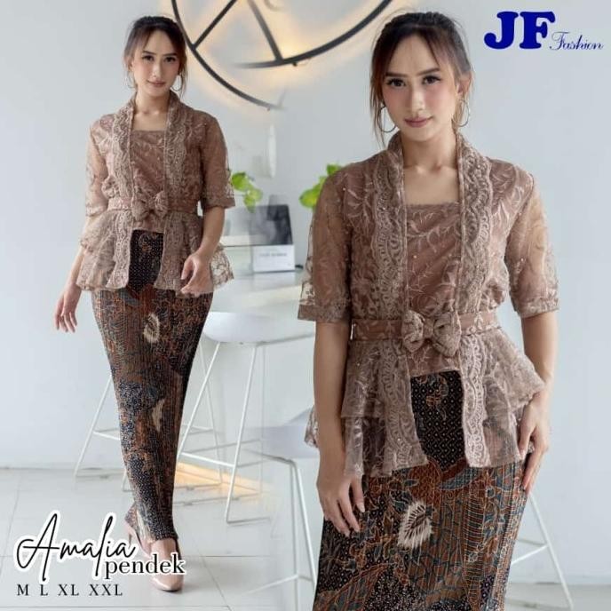 Set Kebaya Amalia Brukat Lengan Pendek/Kebaya Modern/Kebaya Wisuda Stok Terbatas