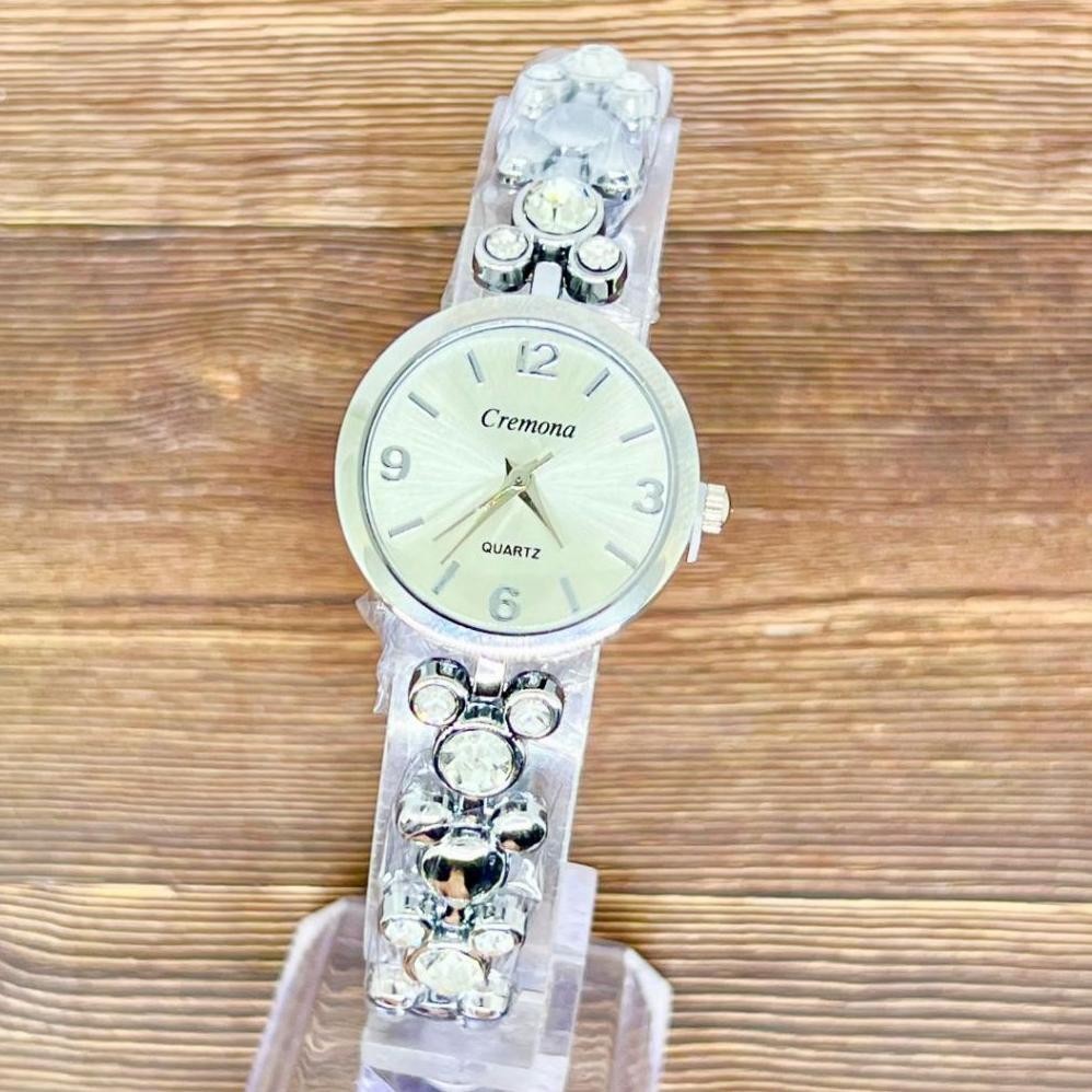 {JAM} CREMONA Jam Tangan Wanita Rantai Kecil Cewek Fashion Analog Permata Murah Simple Model Mickey 