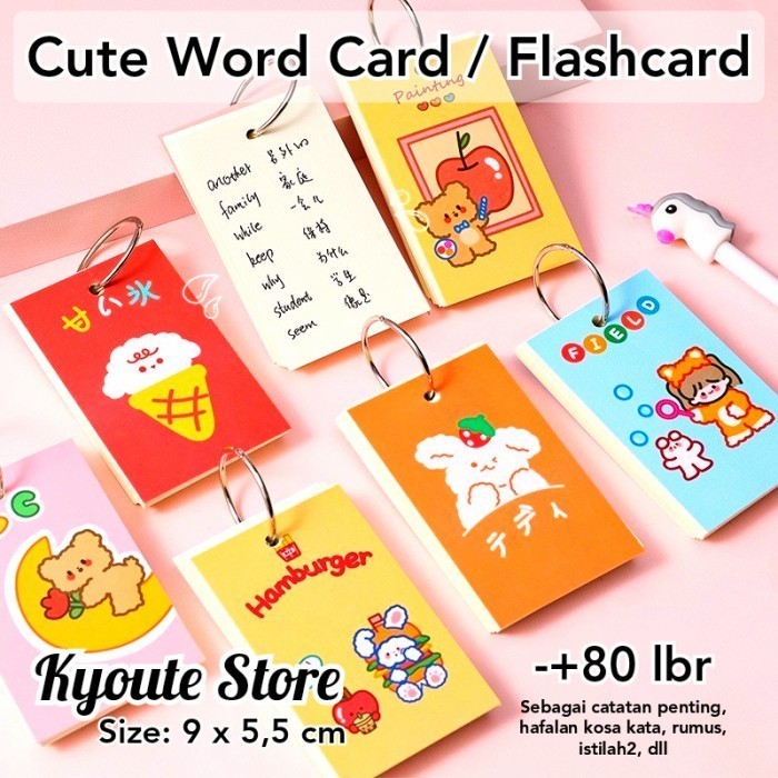 

Promo (ðŸ’•) Buku Catatan Ring Saku Cute Word Card Flashcard Memo Vocabulary Hemat