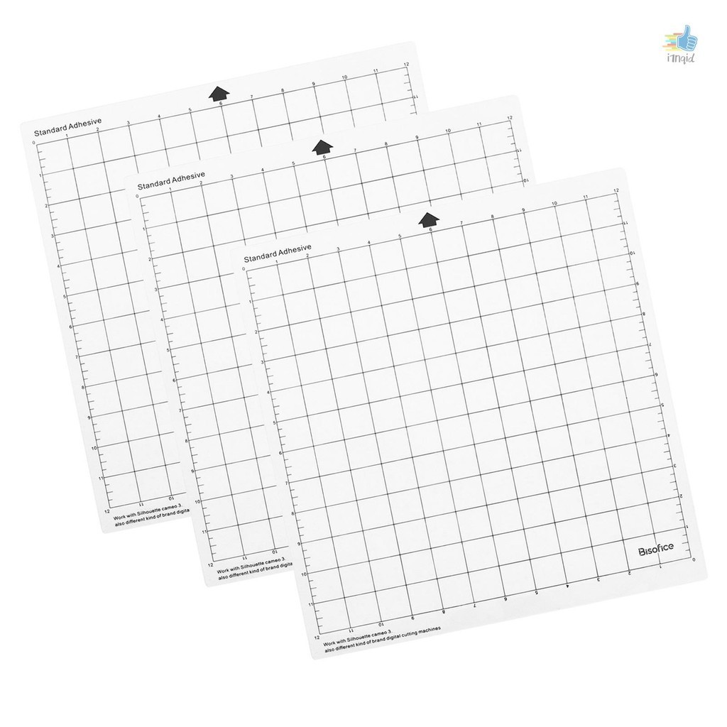 

[Local Delivery]Bisofice Cutting Machine Special Pad 12 Inch Measuring Grid Replacement Transparent PP Material Adhesive Mat With Clear Film Cover for Silhouette Cameo Plotter Machine 3PCS