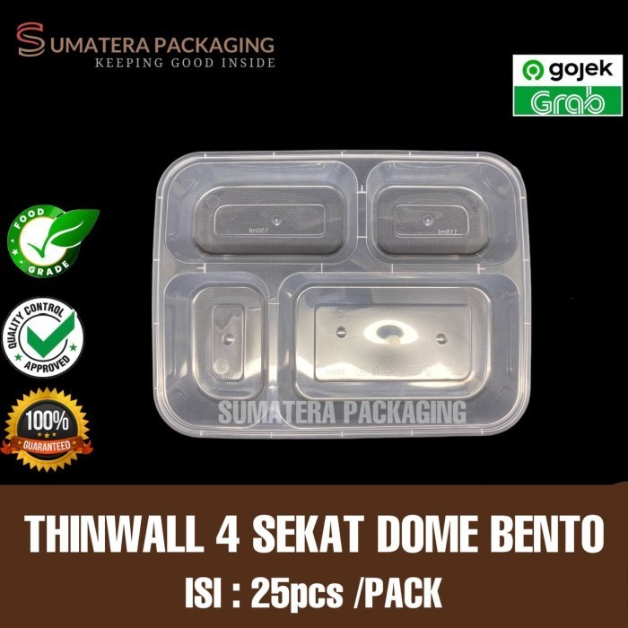 

{{{{}}] Thinwall Sekat 4 Dome 25pcs Cembung Kotak Makan Bento Medan