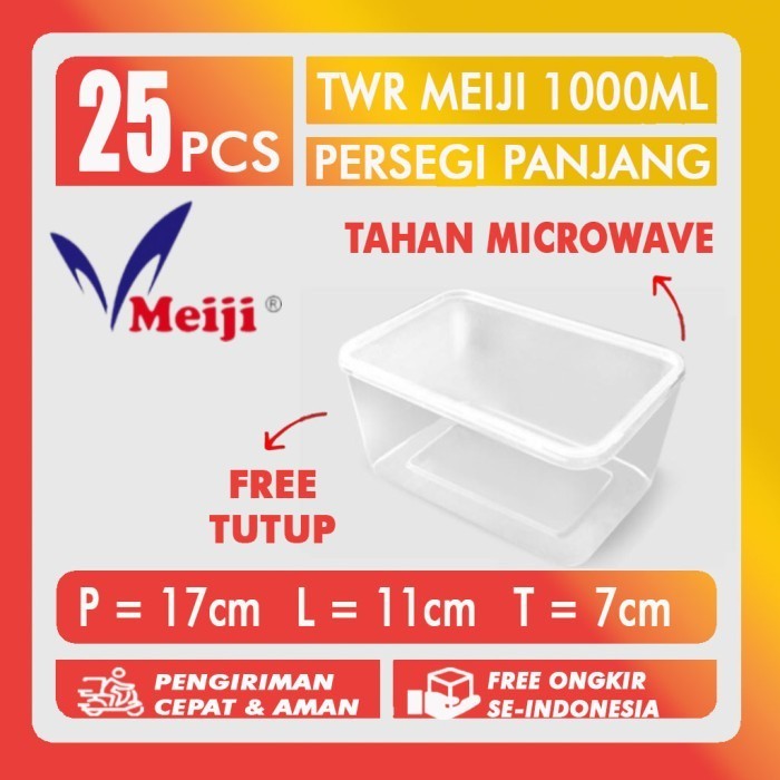 

siap kirim] KOTAK MAKANAN 1000ML THINWALL MAKAN PERSEGI PANJANG PLASTIK 1000 ML