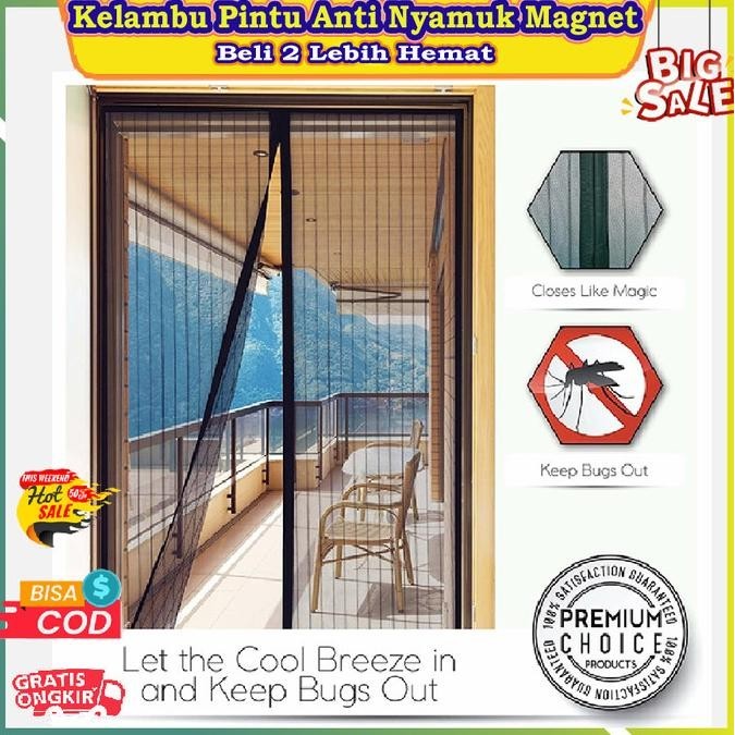 Big Sale - Kelambu pintu anti nyamuk magnet/slambu tirai pintu polos 90x210 cm ~