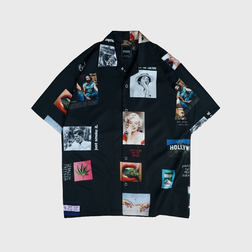 Promo Mega Sale 2.2 // Epidemic Shirt Kemeja Fullprint Hollyweed