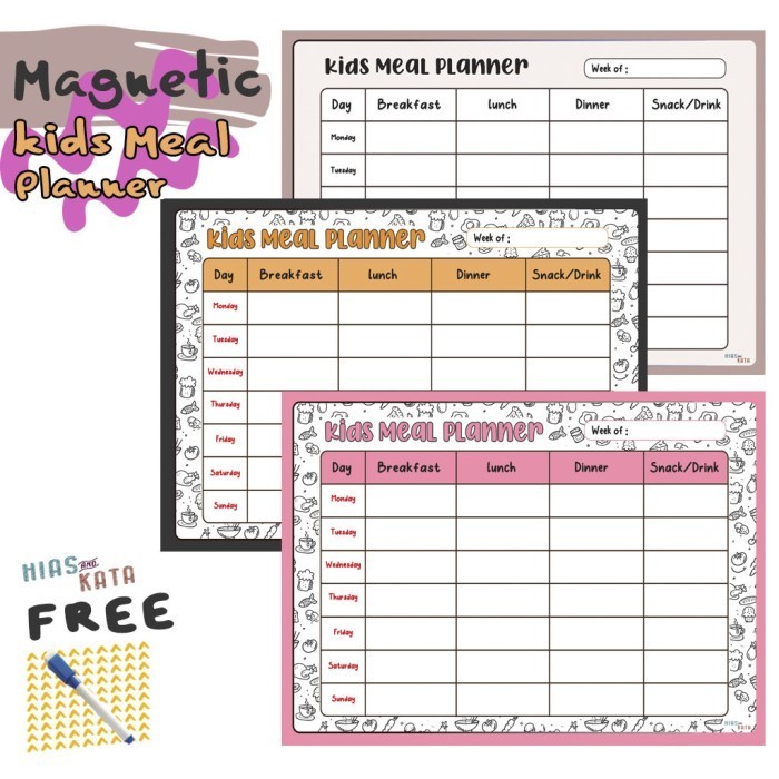 

Limited Kids Meal Planner Magnetic Cooking Planner Papan Tulis Magnet Anak Bergaransi