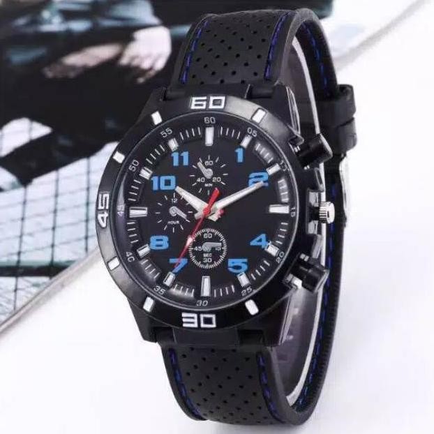 Jam Tangan Cowok Tali Karet & Kulit Pria Arloji / Jam Analog Jam Tangan Fashion / Jam Import Batam 3