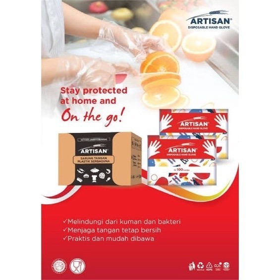 @@@@] SARUNG TANGAN PLASTIK ARTISAN 100LEMBAR (50 PASANG)