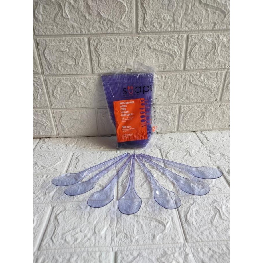 {{{{}}] Sendok plastik SUAPI warna isi 50 pcs / sendok bening warna