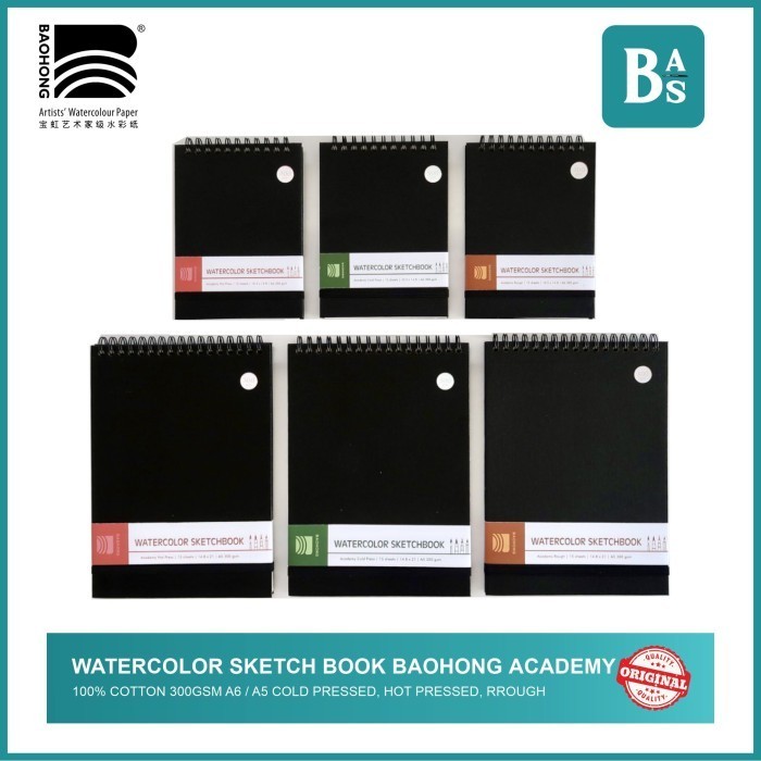 

Limited Watercolor Sketchbook Baohong Academy 300Gsm A6 / A5 (Hp/Cp/R) Terbatas