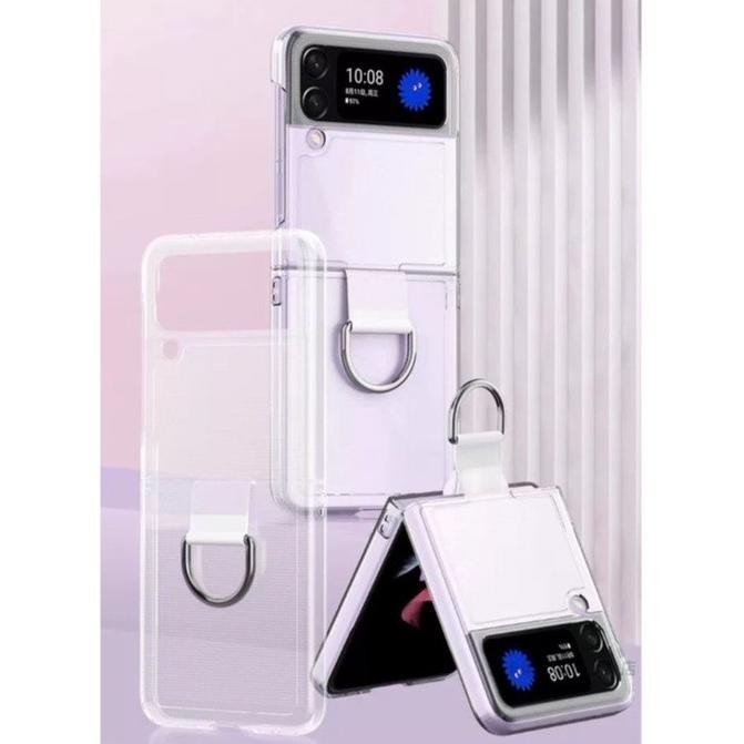 Hot - CASE TRANSPARAN + RING SAMSUNG GALAXY Z FLIP 4 FLIP 3 5G FLIP 2 FLIP 1 - Case Bening, Z FLIP 2