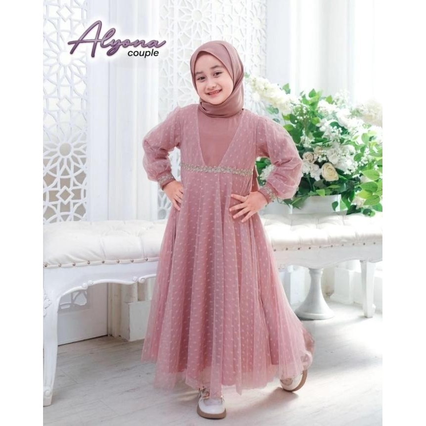 New Baju Gamis Anak Perempuan 7-9 Tahun Tile Dot Dress Anak Alyona Limited Edition