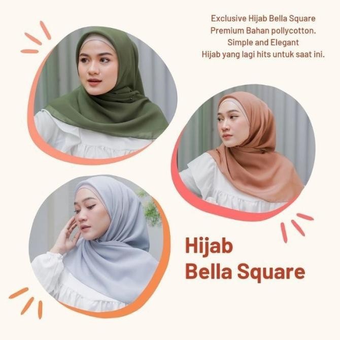 Cod Jilbab Hijab Kerudung Segiempat Polos Bella Square Merah Cabe/Bendera Murah