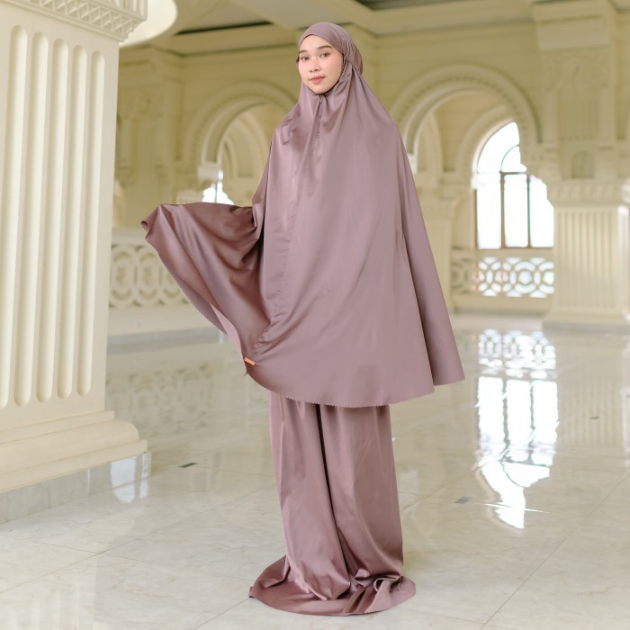 Lozy Hijab - Mecca Prayer Set with New Pouch (Mukena Satin Lasercut)