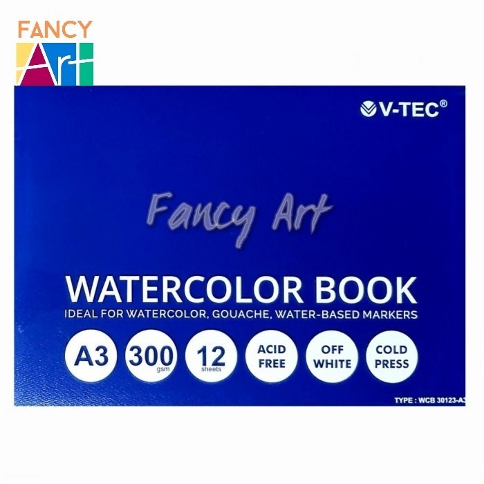 

Hemat V-Tec Watercolor Book A3 300Gsm 12Sheets Buku Gambar Trendi