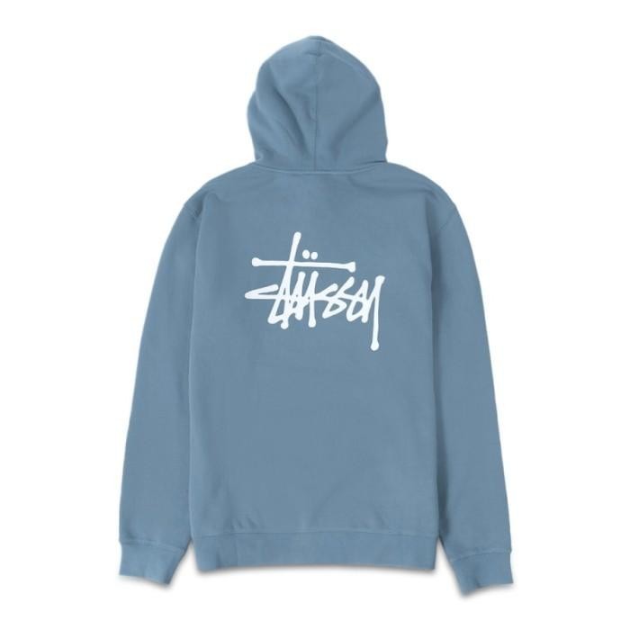 STUSSY BASIC STOCK LOGO BLUE HOODIE - ORI FULLTAG