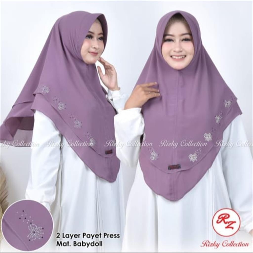 Promo Mega Sale 2.2 // Khimar Ceruty 2 Layer Payet Press - Hijab Ceruty Instan