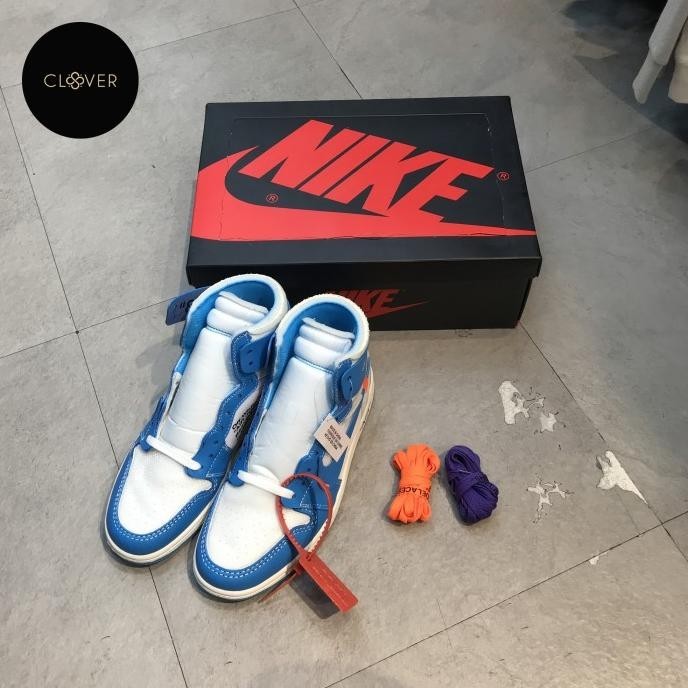Sneakers Pria Nke O-W Jordan 1 Retro High University Blue Pk Njor Useesingle