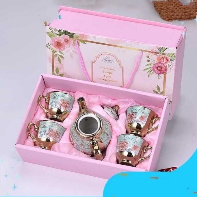 Hampers Lebaran Tea Pot Tea Set Parcel Lebaran Cangkir Keramik Rose Charahiro3