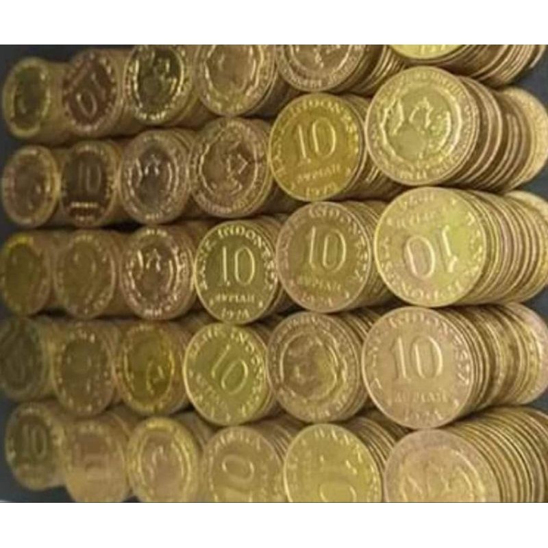Uang Koin Kuno 10 Rupiah 1974 Tabanas Kuning