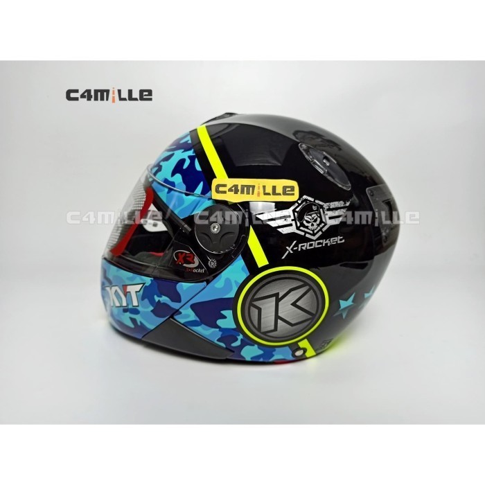 HELM KYT X ROCKET #3 BLACK BLUE FULL FACE XROCKET