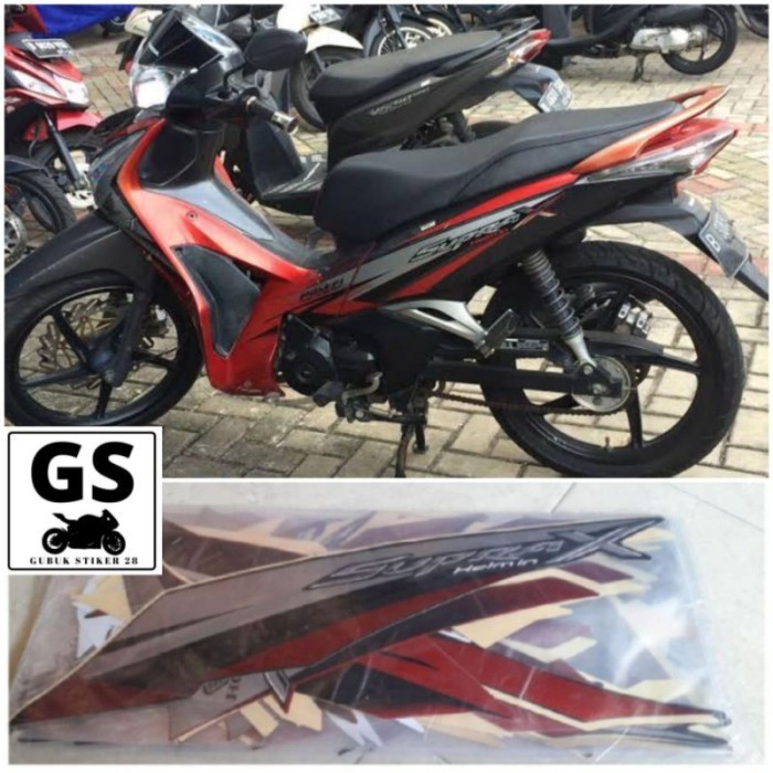 STRIPING STIKER LIS BODY MOTOR HONDA SUPRA X 125 HELM IN TAHUN 2012