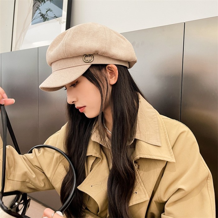 Flash Sale Topi Baret Oktagonal Gaya Korea/Inggris Untuk Wanita /Topi Fashion