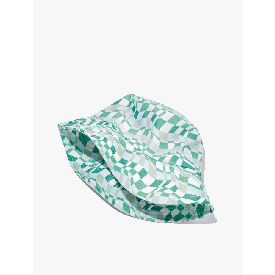 Baru Rubi - Topi Wanita - Graphic Bucket Hat - Nina Checkerboard Green