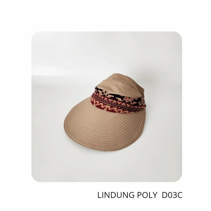 Best Seller topi visor wanita Tenun NTT Kombinasi Polyester dan Lurik Creme D03