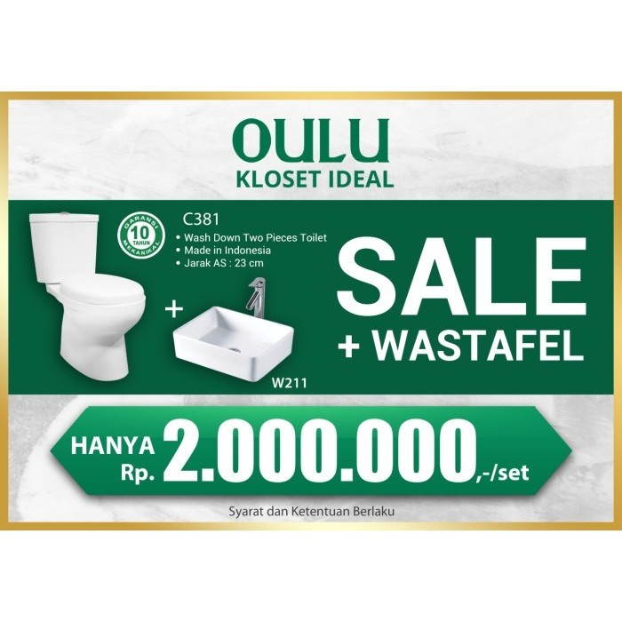 PROMO PAKET CLOSET DUDUK OULU C 381 + WASTAFEL W 211