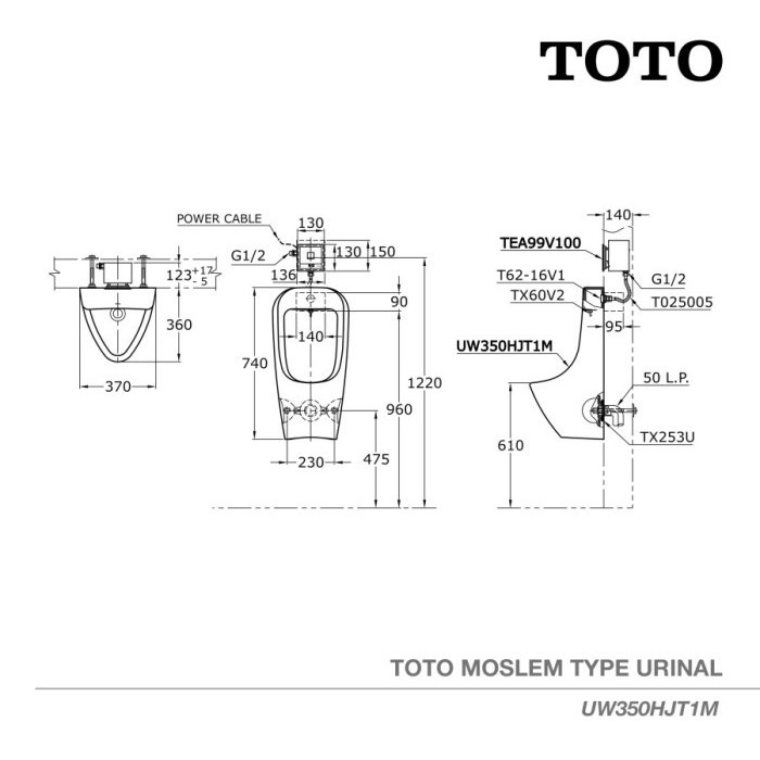 URINAL SENSOR TOTO UW350HJT1M MOSLEM TYPE URINAL TOTO SENSOR (AUTO)