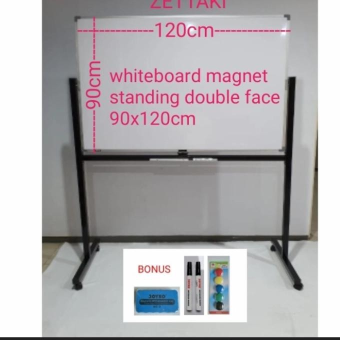 

Papan Tulis Whiteboard Standing Magnet Double Face Zettaki 90X120Cm