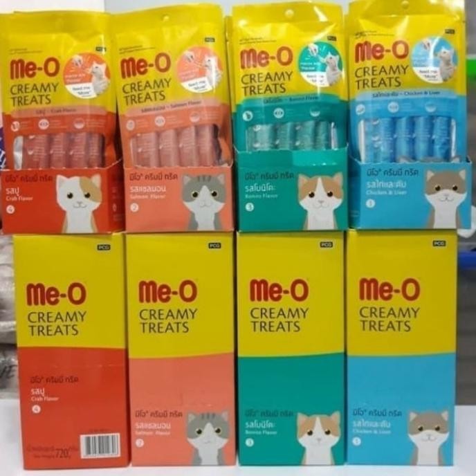 

1 box isi 12 pcs meo Creamy Treats all varian Snack kucing meo liquid TD