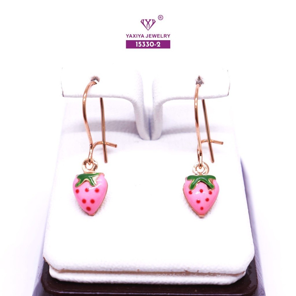 Yaxiya Anting Anak / Bayi Perempuan Strawbery Lapis Emas Perhiasan Imitasi Gold 18K 347