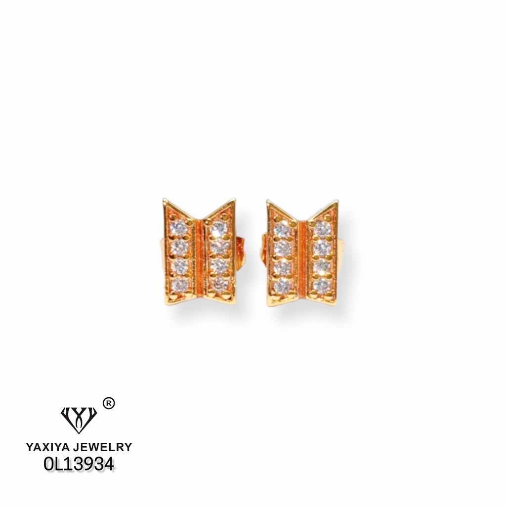 Yaxiya Anting Tusuk BTS Permata Perhiasan Lapis Emas 18k X4-700