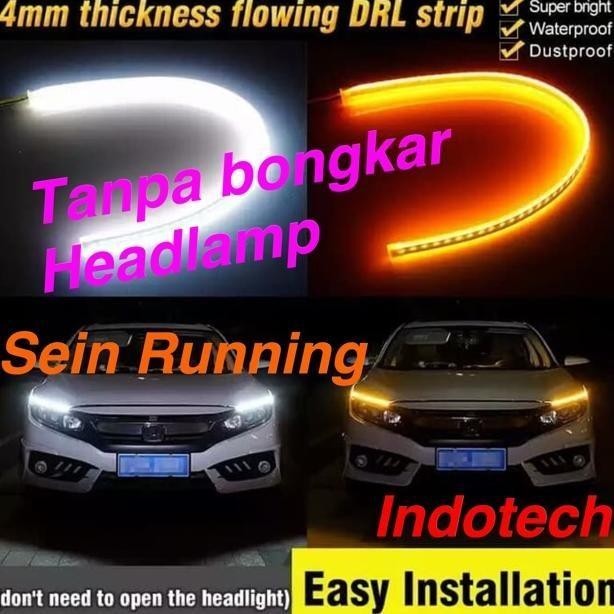 MURAH LED ALIS DRL MOBIL SEIN RUNNING TANPA BONGKAR HEADLAMP 12 VOLT