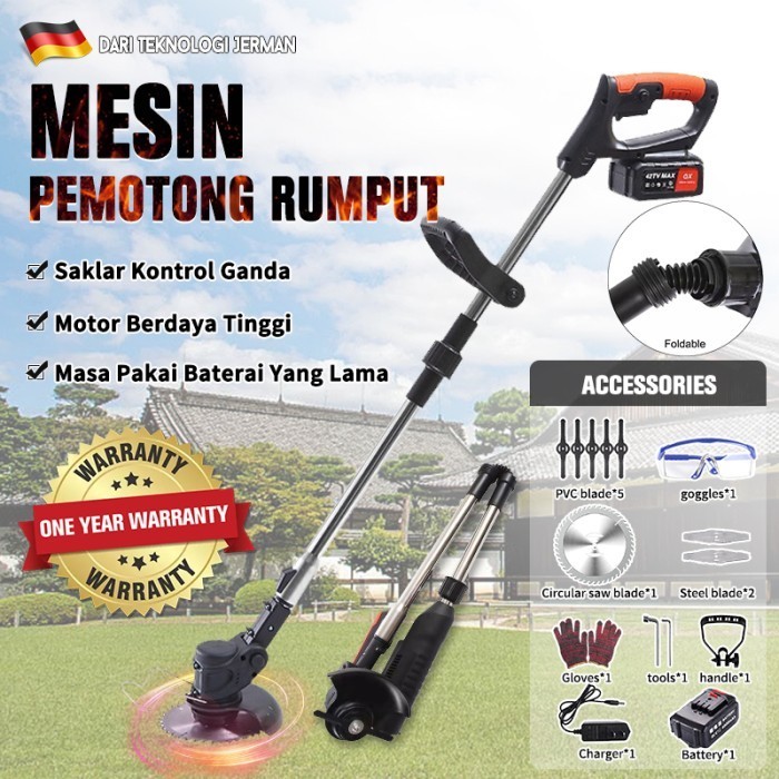 Mesin pemotong rumput lipat Elektrik Mesin Potong Rumput Baterai 48V